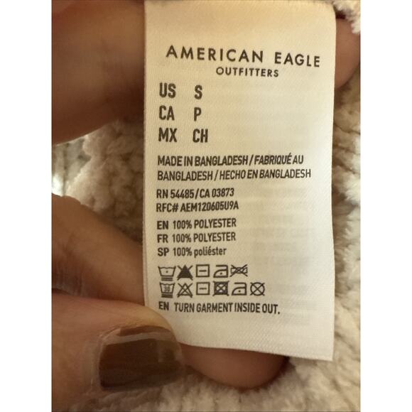 American Eagle Womens S Preppy Cropped Sweater Turtle Neck Ribbed Oversized Boho - Picture 5 of 9